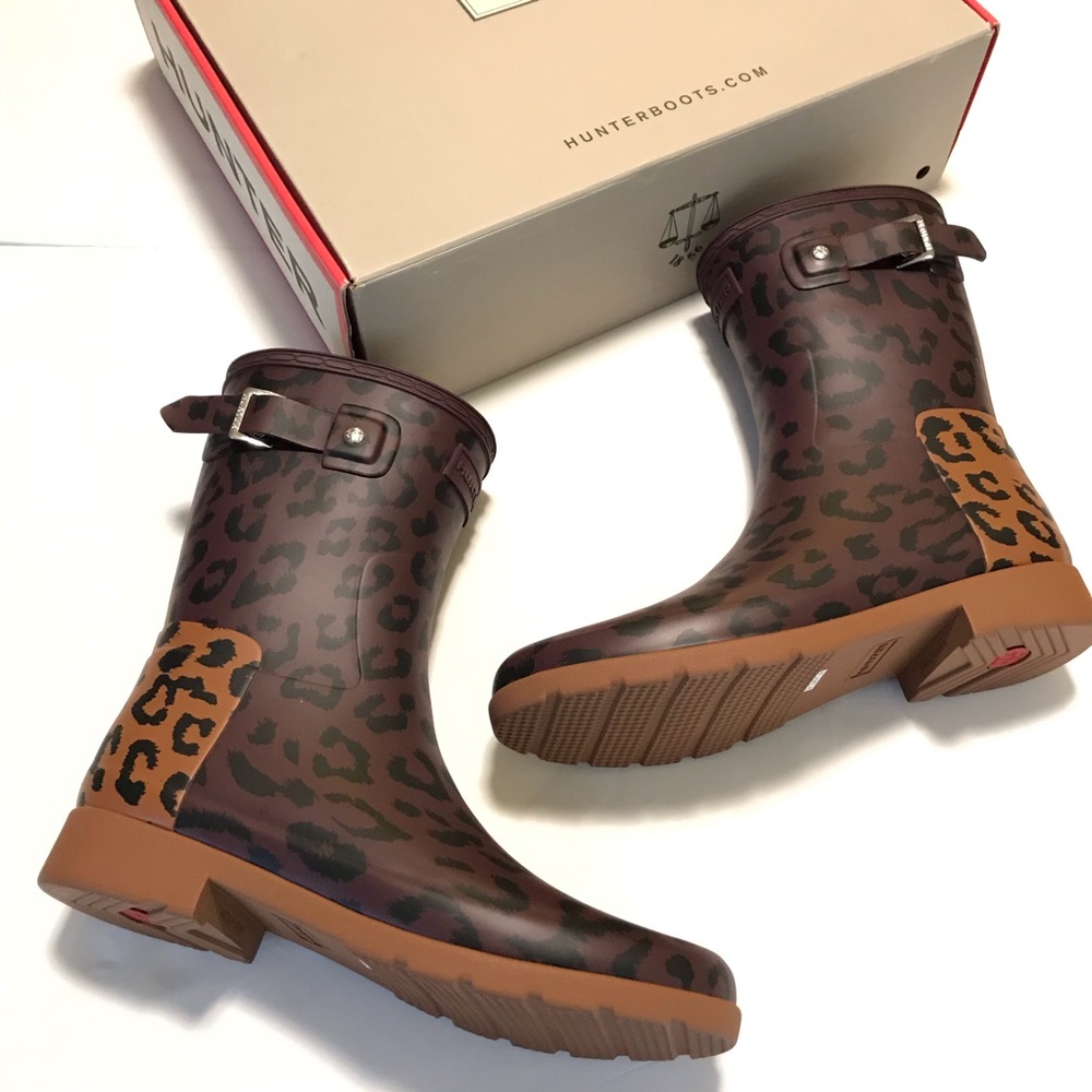 Hunter Refined Hybrid Print Short Rain Boots Sz 9 - Picture 1 of 8